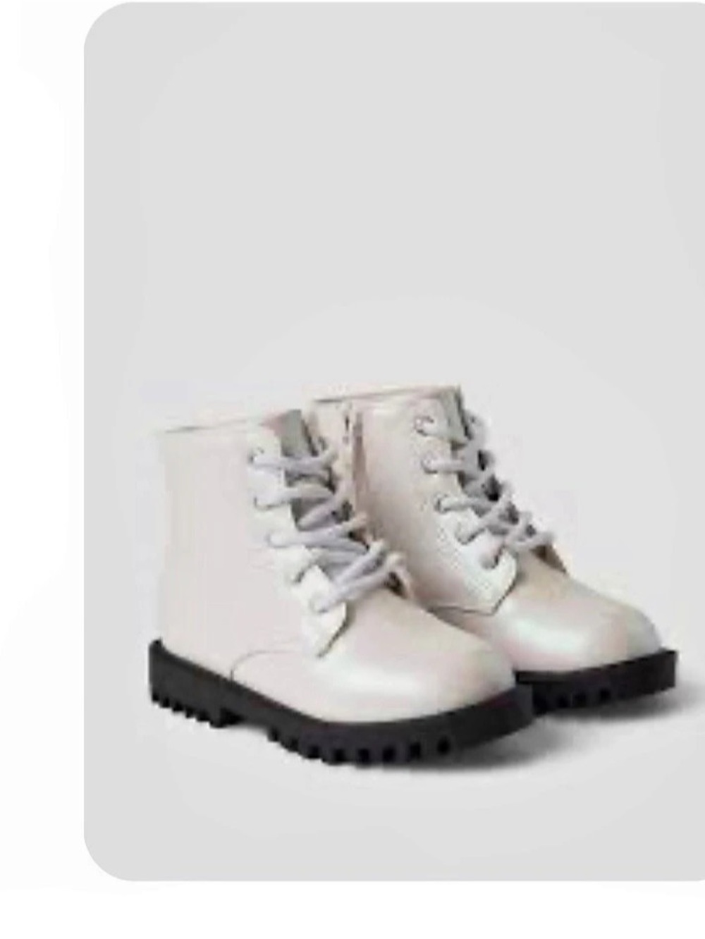 Gap kids iridescent White / silver Lace-Up Combat Boots NWT